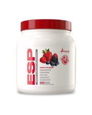 Metabolic Nutrition ESP fruit punch tub front showing pre-workout energy boost.