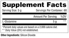 Metabolic Nutrition Glutamine scoop in tub shows convenient serving for gut health.