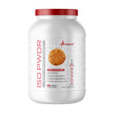 Metabolic Nutrition ISO PWDR Peanut Butter Cookie bottle pour highlights fast-digesting protein for workouts.