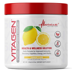 Metabolic Nutrition Vitagen bottle front for daily wellness with vitamin adaptogens.