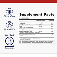 Metagenics Bone Builder capsules pack emphasizing gluten-free and non-GMO formulation.