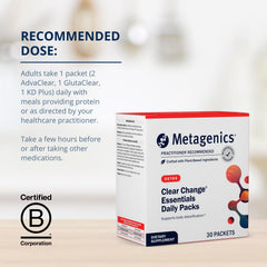 Metagenics Clear Change Daily Essentials packets ready for easy daily gut support