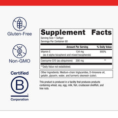 Metagenics CoQ10 ST-200 softgel close-up highlighting ubiquinone for energy support.