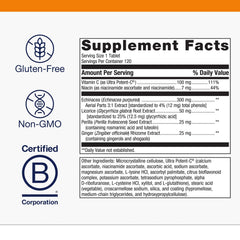 Metagenics Echinacea Synergy tablets close up for everyday immune support.