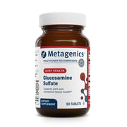 Metagenics Glucosamine Sulfate bottle on white background emphasizing joint support