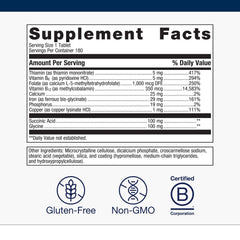 Close-up of Hemagenics bottle label noting non-GMO and gluten-free features