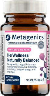 Metagenics HerWellness bottle closeup with gluten-free label