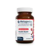 Metagenics Insulin Guard bottle displaying vegetarian, gluten-free formula for daily metabolic support