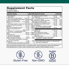 Metagenics Multigenics bottle label highlighting iron-rich formula for energy support.