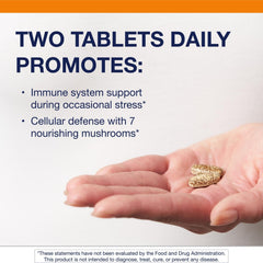 Metagenics Mycotaki capsules close-up, showcasing the mushroom blend.