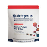 Metagenics Perfect Protein Vanilla bottle close-up highlighting plant-based protein support for active lifestyles