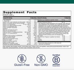 Metagenics PhytoMulti Without Iron label highlights 20+ nutrients and phytonutrients