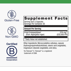 Metagenics SpectraZyme gluten digest capsules close-up highlighting easy-to-swallow form for daily use.