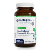 Metagenics SpectraZyme Pancreatic Enzymes bottle front view for digestion support.