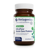Metagenics UltraFlora Acute Care bottle with pour supports daily digestive balance.