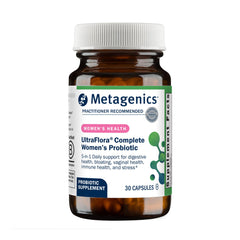 Metagenics UltraFlora Complete Women's Probiotic bottle front view supporting daily digestive balance.