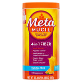 Metamucil orange flavor powder for daily fiber and digestive support.