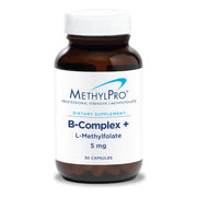 MethylPro B-Complex + L-Methylfolate bottle with vegan capsules for energy support.