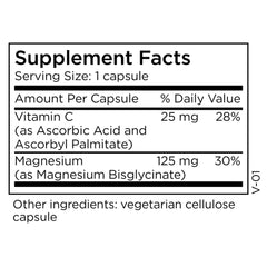 Close-up of MethylPro magnesium glycinate label highlights vitamin C boost.