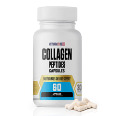 MetpharmUSA collagen peptides capsules bottle for daily skin, hair, nails, and joint support.