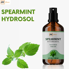 mGanna Spearmint Hydrosol spray-action highlights cooling touch for skin.