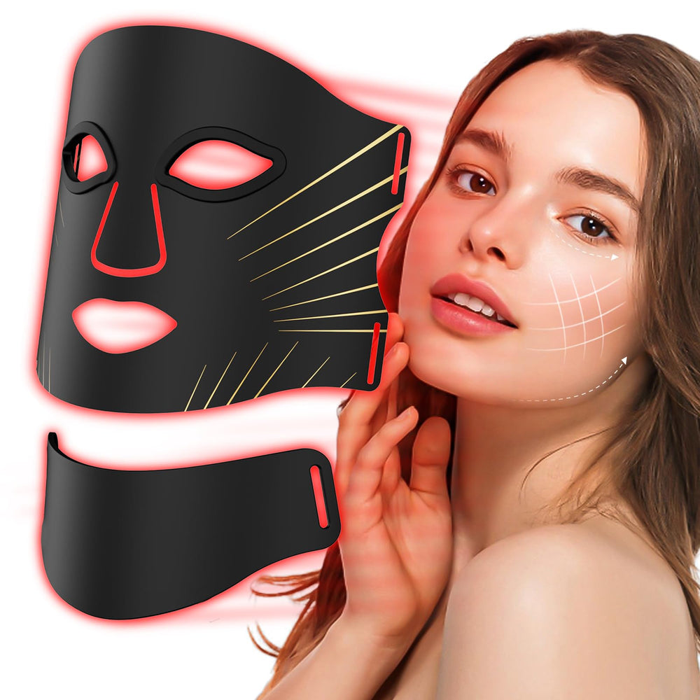 MHPoycd red light therapy face neck mask front view for at-home spa routine