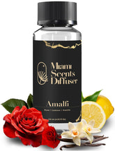 Miami Scents Amalfi Scent bottle closeup with rose-lemon-vanilla aroma for inviting spaces.