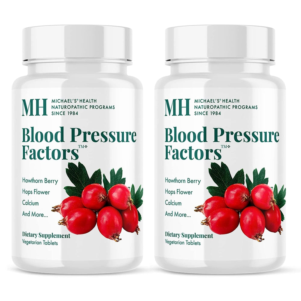 MICHAEL'S Blood Pressure Factors two-pack bottles for convenient daily wellness.