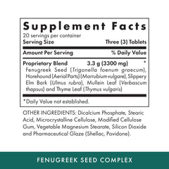 MICHAEL'S Fenugreek Seed Complex bottle back detailing ingredients and usage directions.