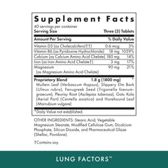 MICHAEL'S Lung Factors label closeup showing ingredients and dosage.