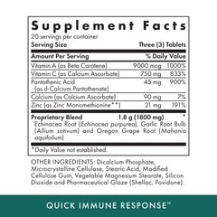 Michael's Quick Immune Response bottle side view highlighting kosher vegetarian formulation