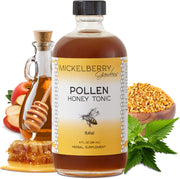 Mickelberry Gardens Pollen Honey Tonic bottle front shows premium ingredients for quality.
