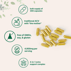 Micro Ingredients Apple Cider Vinegar Capsules label with The Mother for gut balance