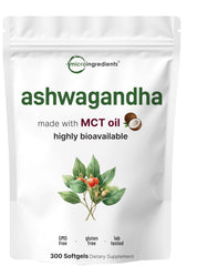 Micro Ingredients Ashwagandha bottle label for daily wellness support.
