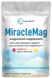 Micro Ingredients Calm Magnesium Powder pouch with raspberry lemon flavor for sugar-free relaxation.