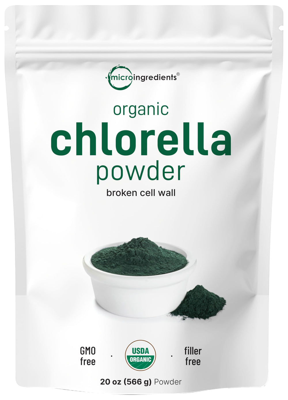 Micro Ingredients chlorella powder with broken cell wall for improved absorption.