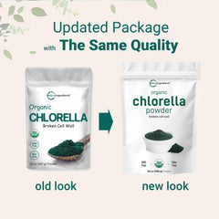 Raw form Micro Ingredients chlorella powder highlighting purity and energy.