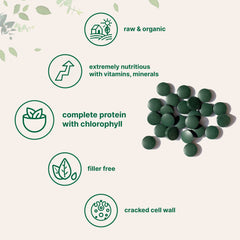 Micro Ingredients chlorella tablet with glass bottle promotes vegan protein and greens