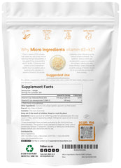 Micro Ingredients D3 K2 5000 IU 100 mcg dose for daily wellness.
