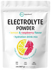 Micro Ingredients Electrolyte Powder bag in lemon-raspberry flavor for hydration on the go