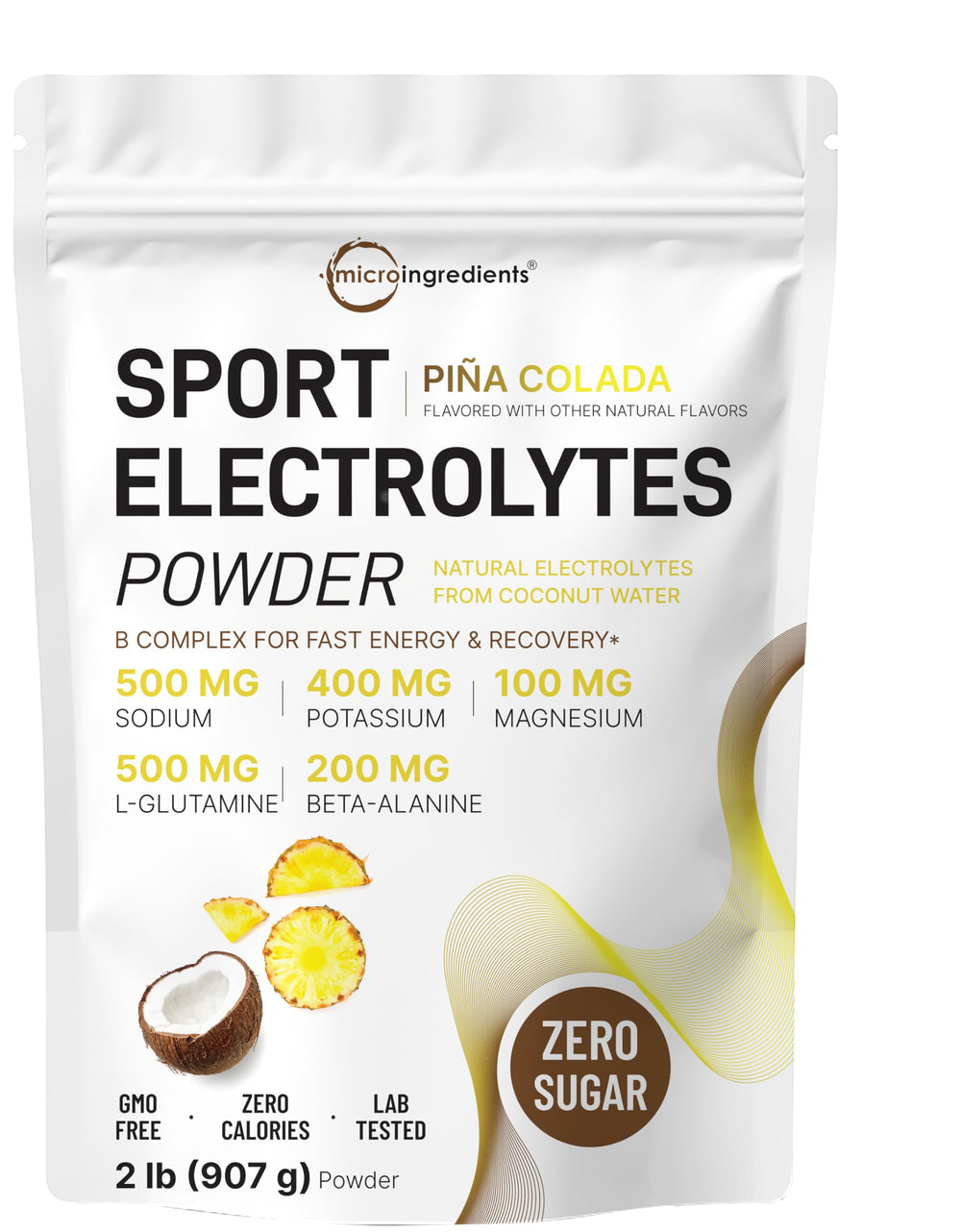 Micro Ingredients electrolytes powder in pina colada glass for post-workout hydration