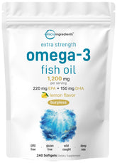 Micro Ingredients omega-3 bottle front view with high-potency formula label.