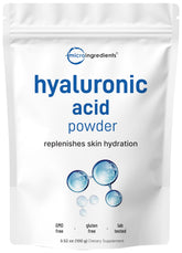 Micro Ingredients hyaluronic acid serum powder in a jar for easy hydration and skin moisture