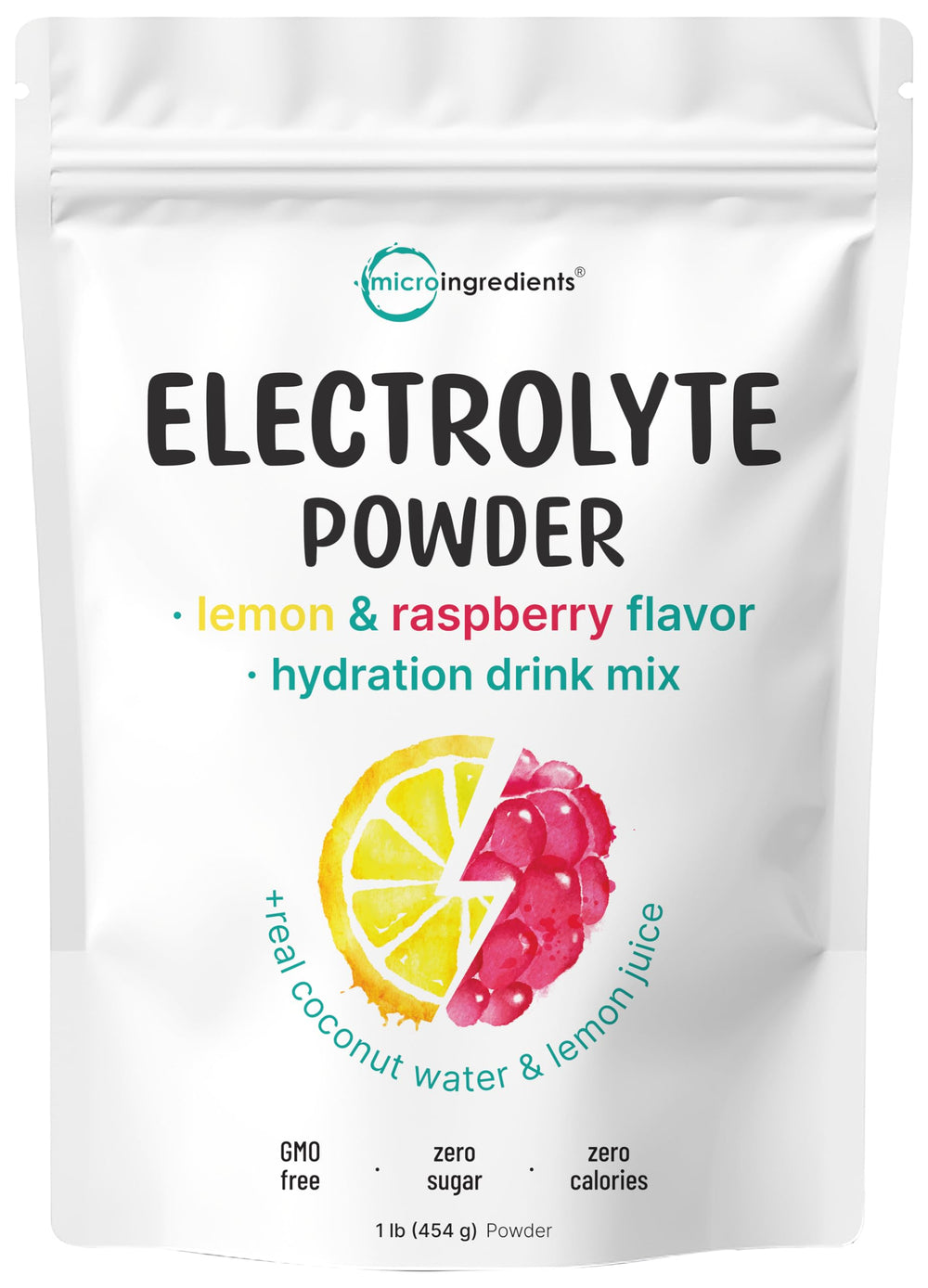 Micro Ingredients Hydration Electrolyte Powder poured into a glass for refreshing, sugar-free electrolyte support