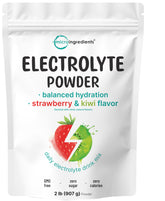 Micro Ingredients Hydration Electrolyte Powder packaging with strawberry kiwi flavor for workouts