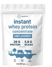 Micro Ingredients Instant Whey Protein bottle pour shows quick mixing for shakes