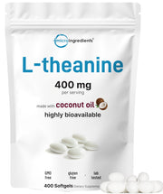 Micro Ingredients L-Theanine 400mg softgel bottle with coconut oil for calm support