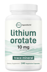 Micro Ingredients Lithium Orotate bottle ready for daily use and brain support.