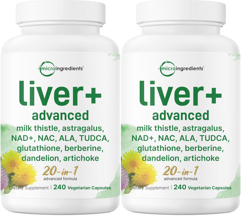 Micro Ingredients Liver Advanced+ bottle with capsules for daily nutrient support