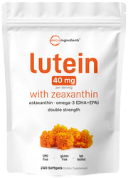 Micro Ingredients lutein and zeaxanthin softgels bottle for daily eye support.